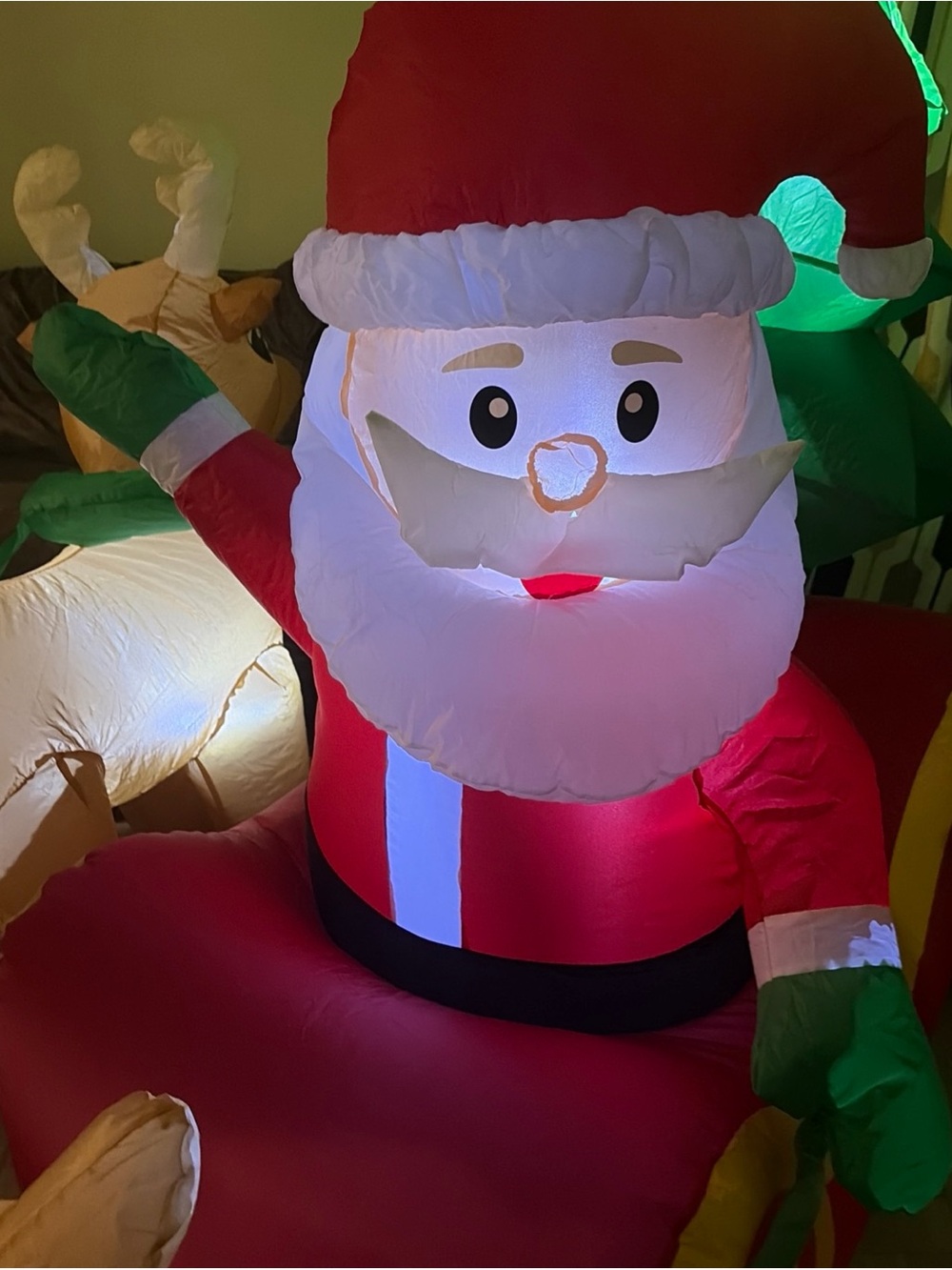 8 FT Long Christmas Inflatable Santa Claus on Sleigh with 3 Reindeer